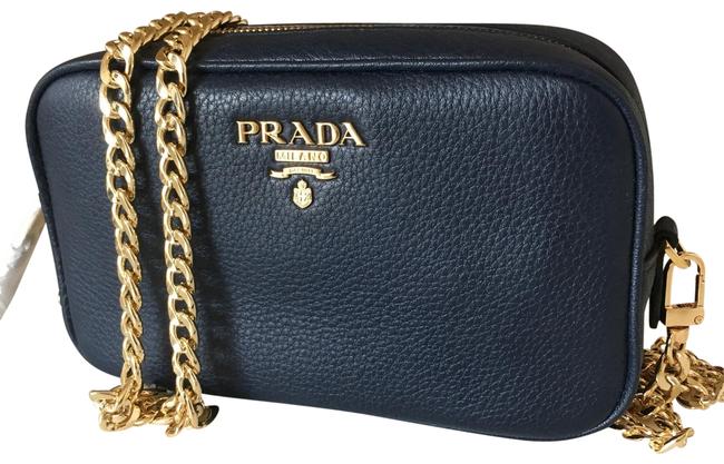 Prada Navy Blue Leather Cross Body Bag