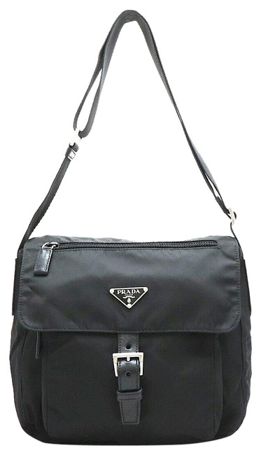 Prada Nero Nylon  Leather Cross Body Bag