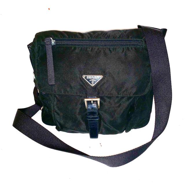 Prada Nero Nylon  Saffiano Leather Cross Body Bag