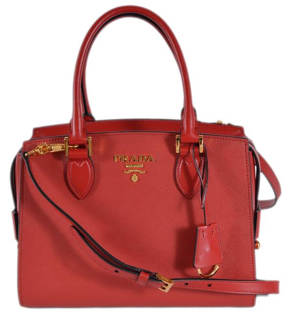 Prada New 1ba164 Borsa A Mano Purse Red Saffiano Leather Cross Body Bag
