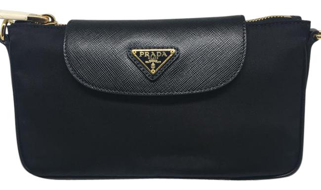 Prada New Bandoliera Tessuto Saffiano Black Nylon and Leather Cross Body Bag