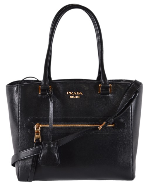 Prada New Medium Convertible Purse Handbag Black Leather Cross Body Bag