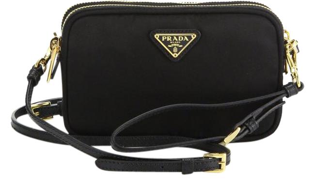 Prada Camera New Nylon  Leather Convertible Black Cross Body Bag