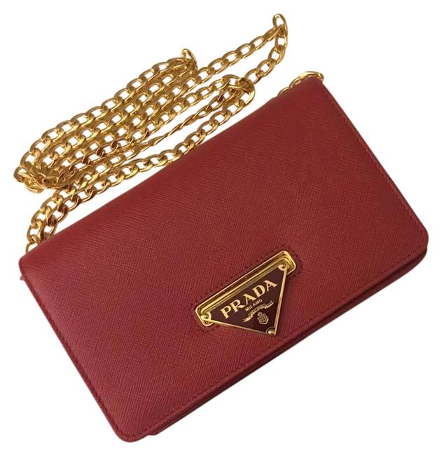 Prada New Red Saffiano Leather Cross Body Bag