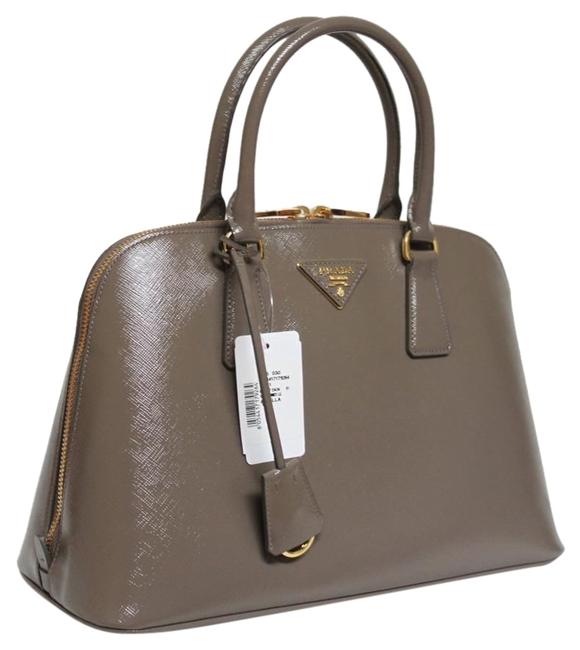 Prada Messenger Lux New Saffiano Vernic Argilla Leather Cross Body Bag