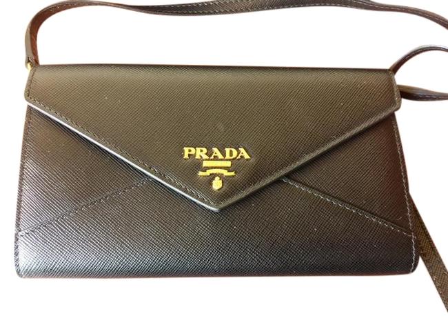 Prada New Saffiano Wallet On A Strap Black Leather Cross Body Bag