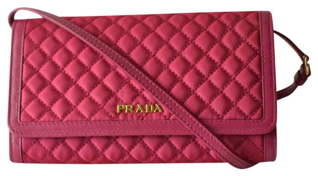 Prada New Tessuto Quilted Calf Leather  Pink Nylon Cross Body Bag