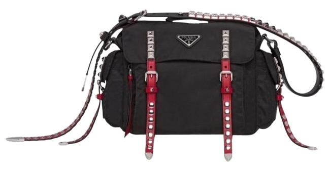 Prada New Without Tag Black and Red Nylon Cross Body Bag