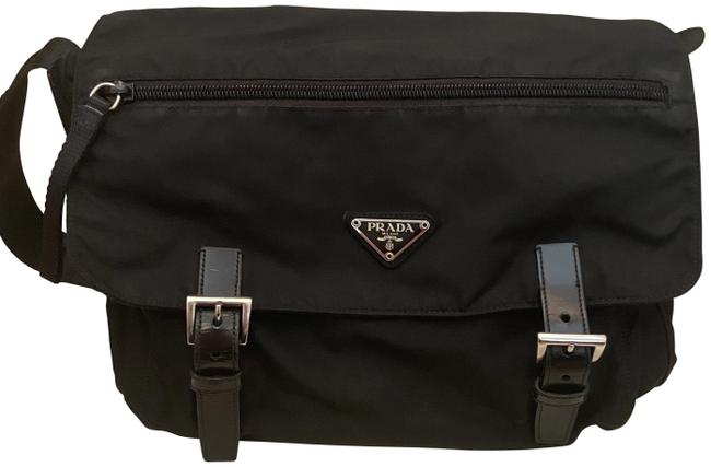 Prada Nylon Black Leather Cross Body Bag