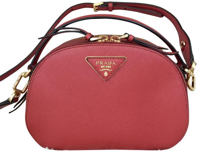 Prada Odette Saffiano Red Leather Cross Body Bag