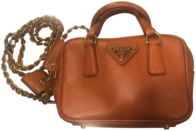Prada Orange Saffiano Leather Cross Body Bag