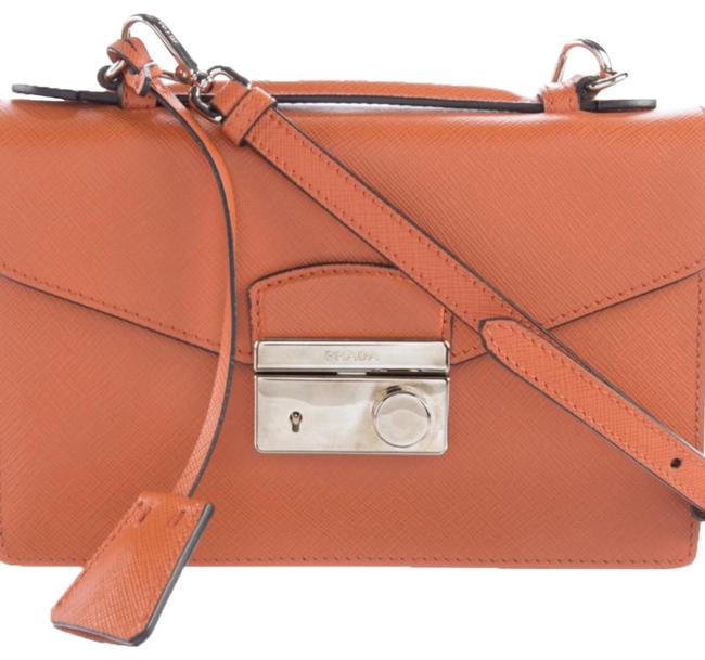 Prada Papaya Saffiano Leather Cross Body Bag
