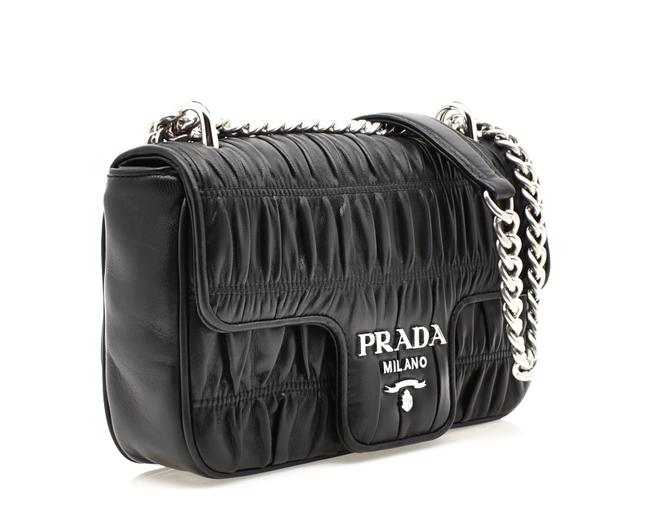 Prada Pattina Black Lambskin Leather Cross Body Bag
