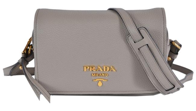 Prada Pattina Phenix New Pelle Vitello Grey Leather Cross Body Bag