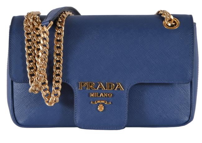 Prada Pattina New Small Purse Blue Saffiano Leather Cross Body Bag