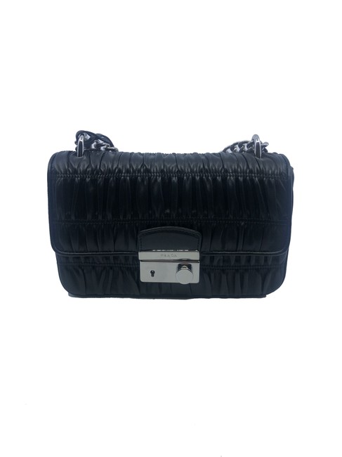 Prada Pattina Womens Handbag 1bd139 Black Leather Cross Body Bag