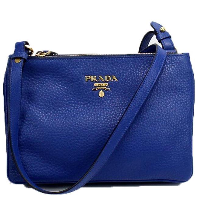 Prada Phenix Royal Vitello Bandoliera 1bh046 Blue Leather Cross Body Bag