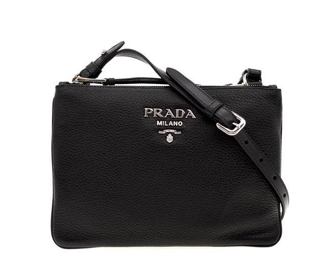 Prada Phenix Vitello Black Leather Cross Body Bag