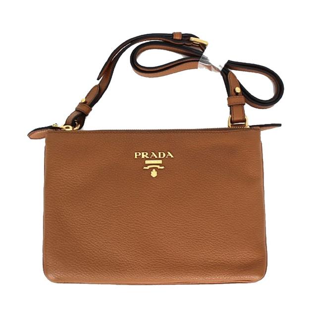 Prada Phenix Vitello Handbag 1bh046 Brown Leather Cross Body Bag