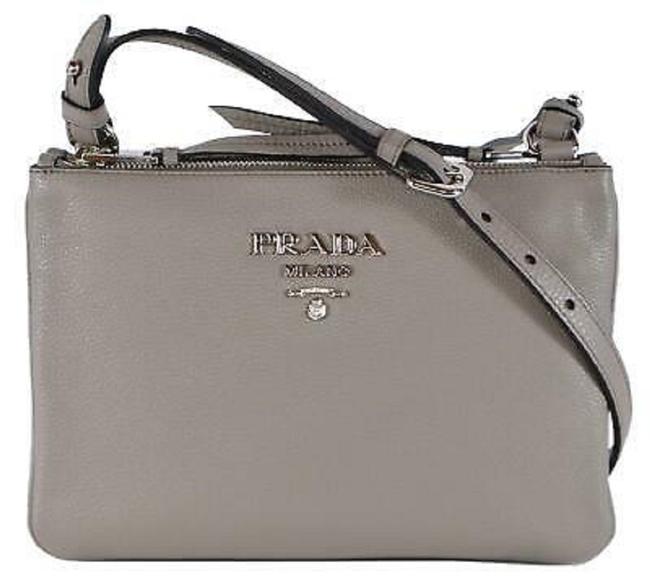 Prada Phenix Womens Vitello Handbag 1bh046 Gray Leather Cross Body Bag