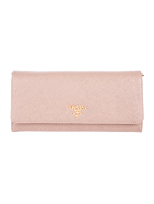 Prada Pink Saffiano Chain Wallet Blush Leather Cross Body Bag