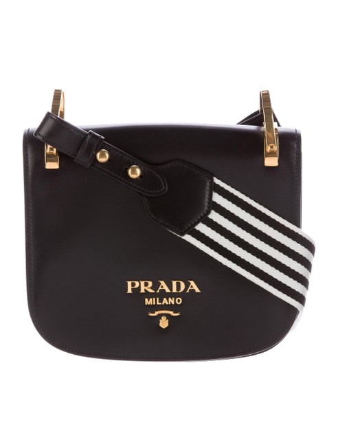 Prada Pionniere Black + White Calf Leather Cross Body Bag