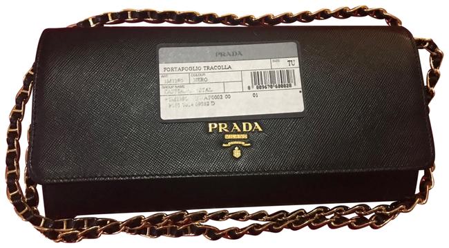 Prada Portafoglio Tracola Black Leather Cross Body Bag