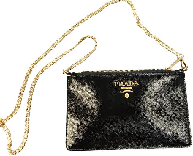 Prada Portafoglio Tracolla Black Leather Cross Body Bag