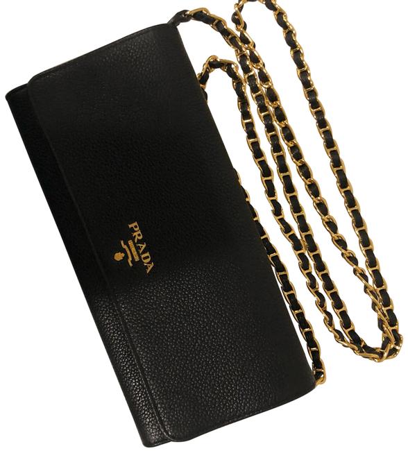 Prada Portafoglio Tracolla Nero Black Vitello Grain Cross Body Bag