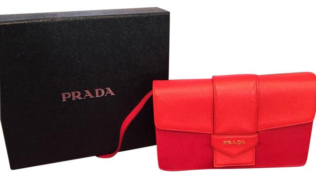 Prada Portafoglio Tracolla Red Leather Cross Body Bag