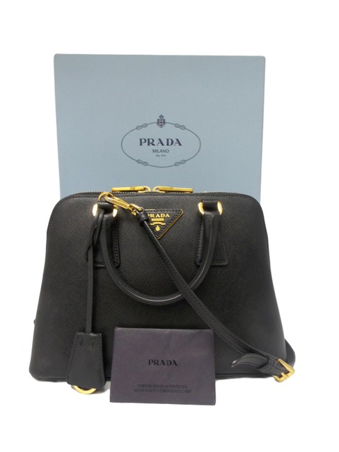 Prada Promenade Saffiano Black Leather Cross Body Bag