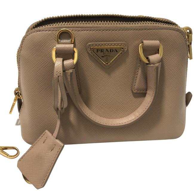 Prada Promenade Saffiano Mini Blush Cammeo Leather Cross Body Bag