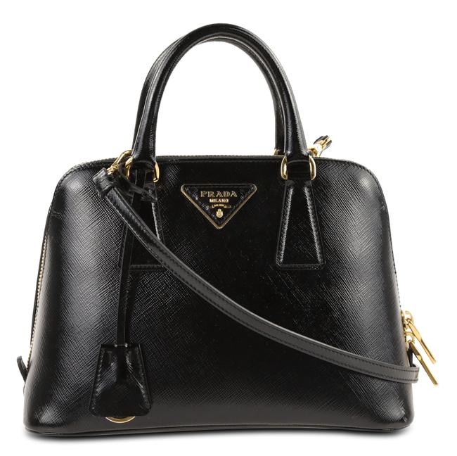 Prada Promenade Vernice Saffiano Black Leather Cross Body Bag