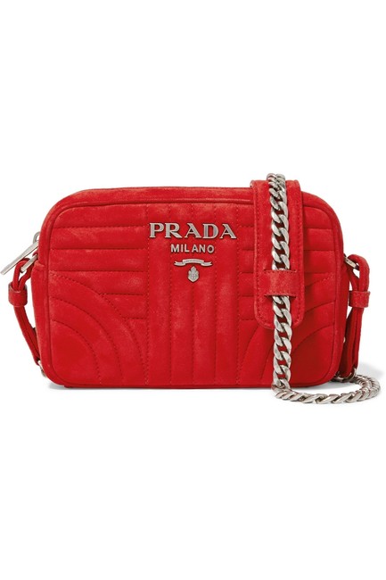 Prada Camera Quilted Suede Cross Body Bag