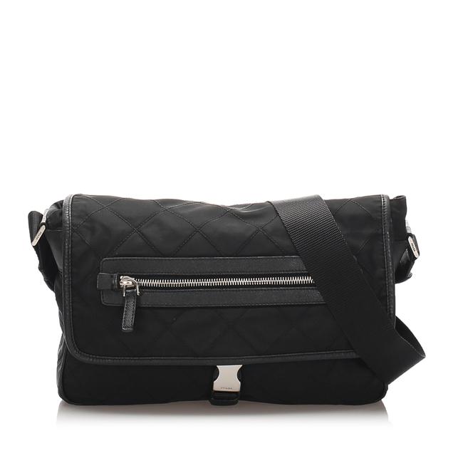 Prada Quilted Tessuto Black Leather Cross Body Bag