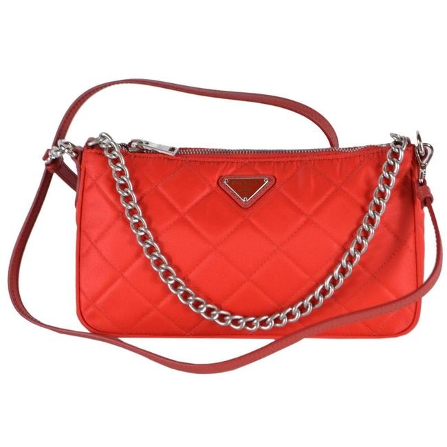 Prada Quilted Tessuto Rosso Triangle Logo 1bh026 Red Nylon Cross Body Bag