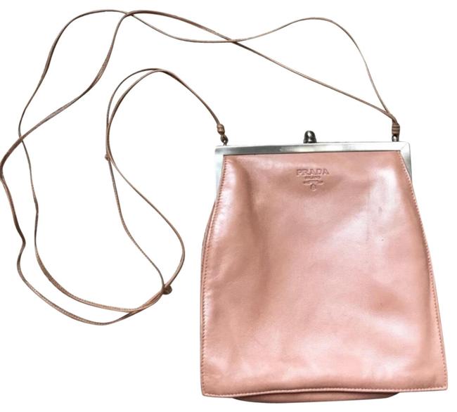 Prada Rare Silver Tan Leather Cross Body Bag