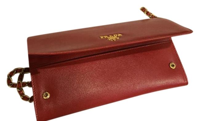 Prada Red Leather Safiano Cross Body Bag