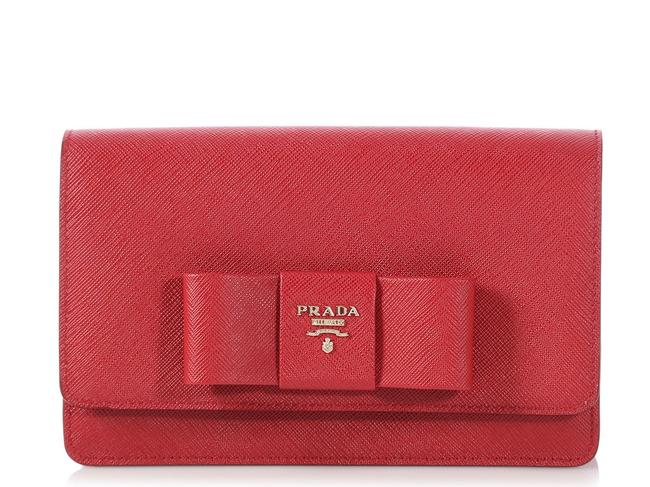 Prada Red Saffiano Leather Cross Body Bag