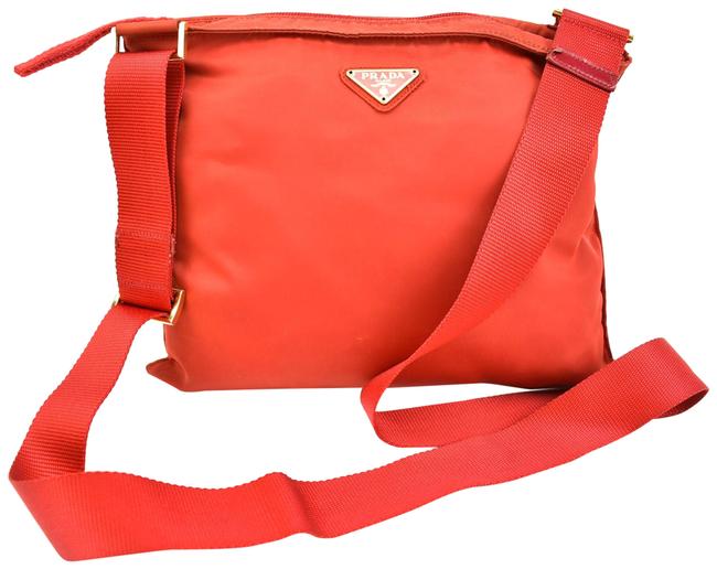 Prada Red Vela Nylon  Logo Ny Cross Body Bag