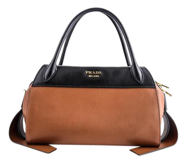 Prada Ribbon City Calf Black Leather Cross Body Bag