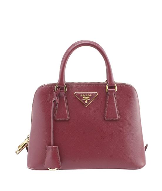 Prada Saffiano 2 way 154790 Burgundy Leather Cross Body Bag