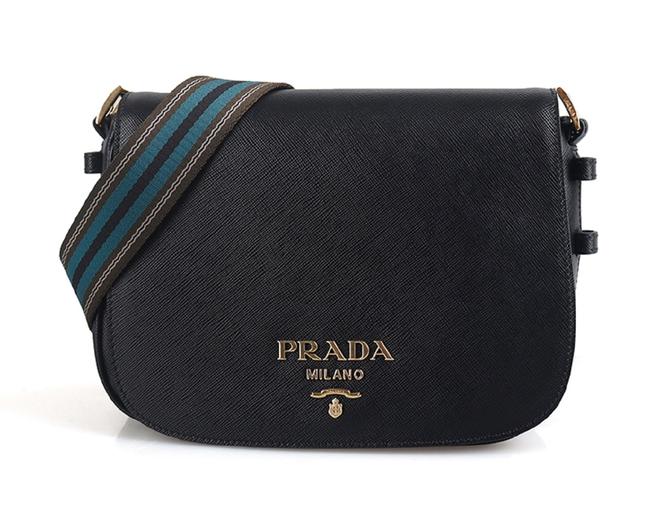 Prada Saffiano Shoulder Handbag 1bd192 Black Leather Cross Body Bag