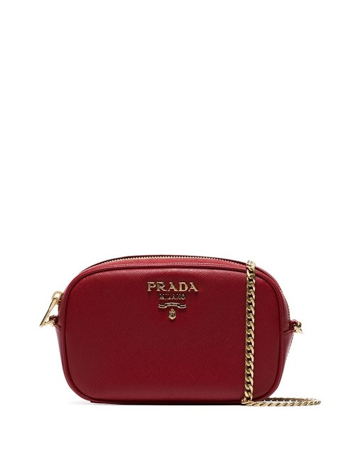Prada Belt Saffiano Red Calfskin Leather Cross Body Bag