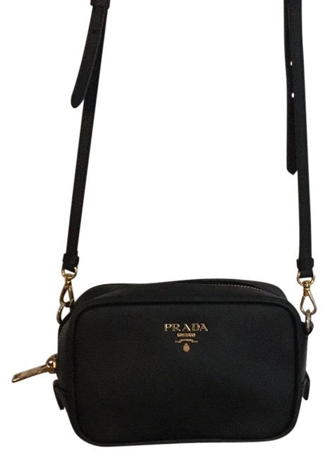 Prada Saffiano Black Calfskin Leather Cross Body Bag