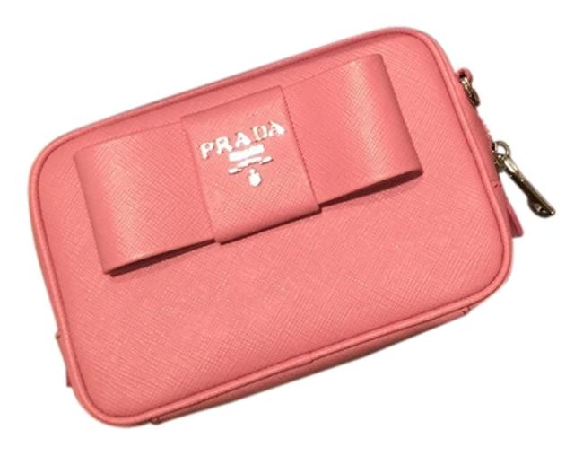 Prada Saffiano Bow Pink Leather Cross Body Bag