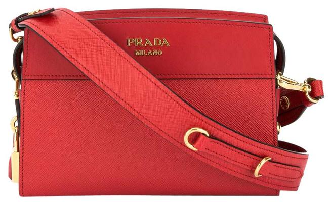 Prada Camera Saffiano New With Red Leather Cross Body Bag