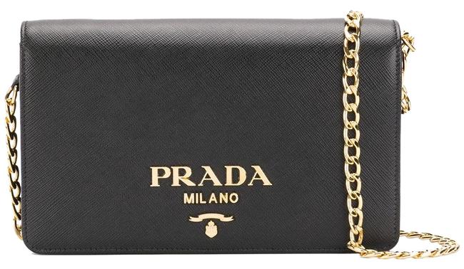 Prada Chain Saffiano Black Cross Body Bag