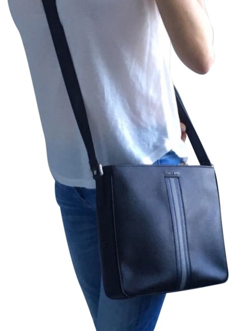 Prada Saffiano Cuir Black Leather Cross Body Bag