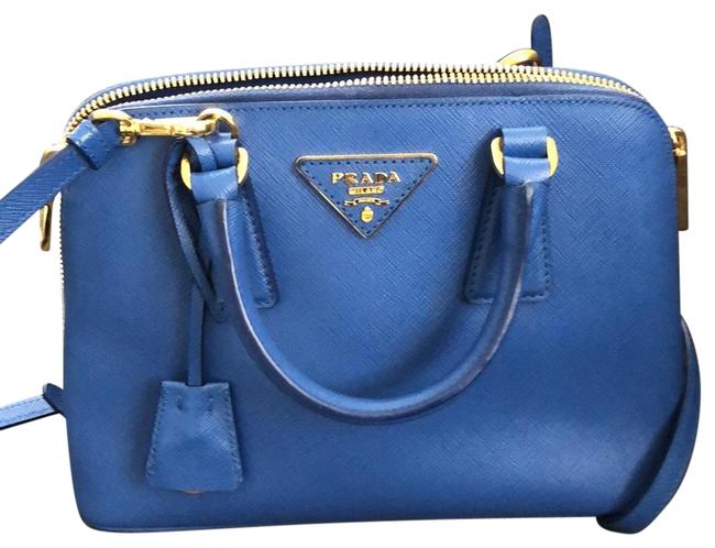 Prada Lux Saffiano Blue Leather Cross Body Bag